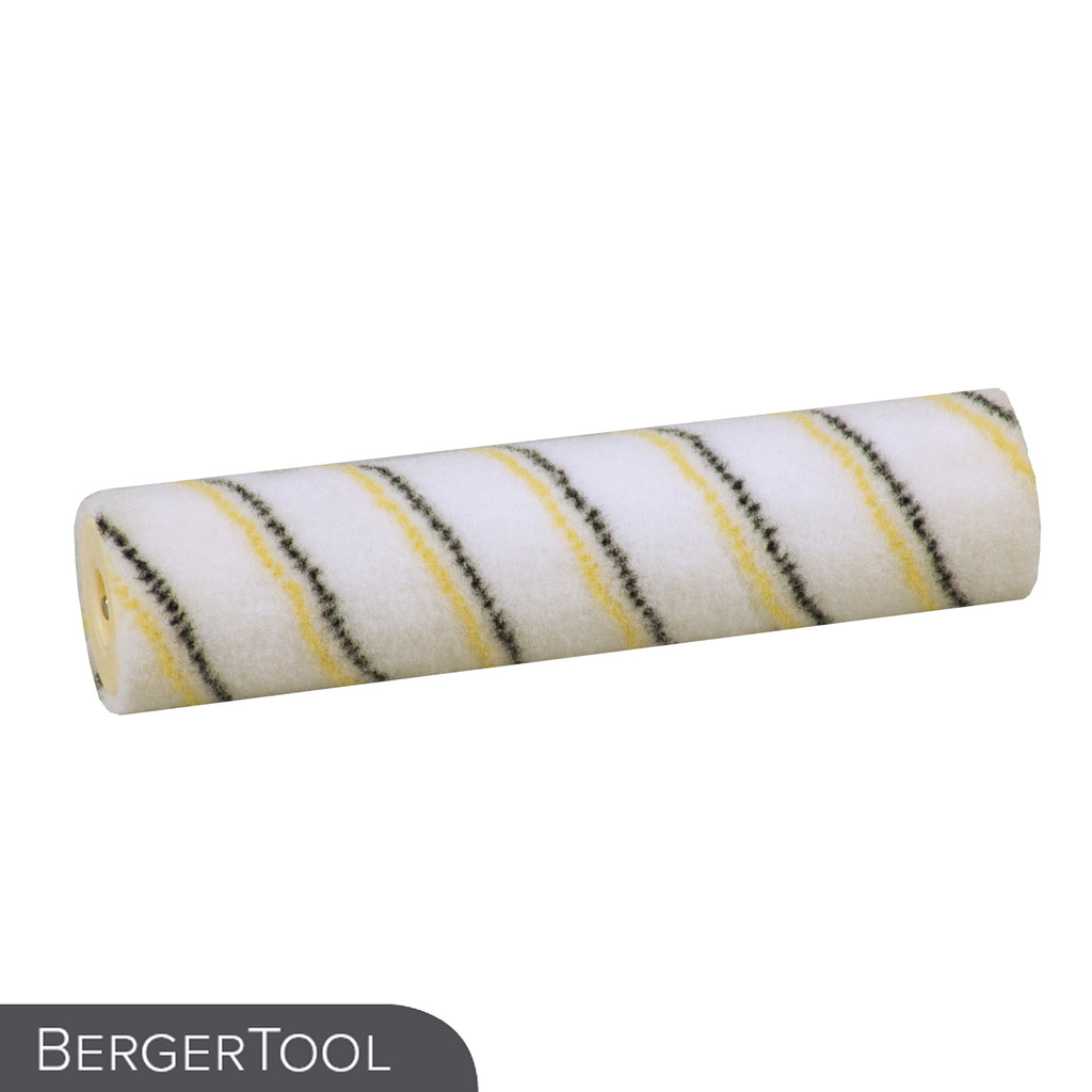 Ein BergerTool PadHolder zum Polieren und Reinigen mit Handpads ist auf einem weißen Hintergrund mit gelben und schwarzen Diagonalstreifen abgebildet. Das Wort "BERGERTOOL" erscheint in einem grauen Kasten unten links.