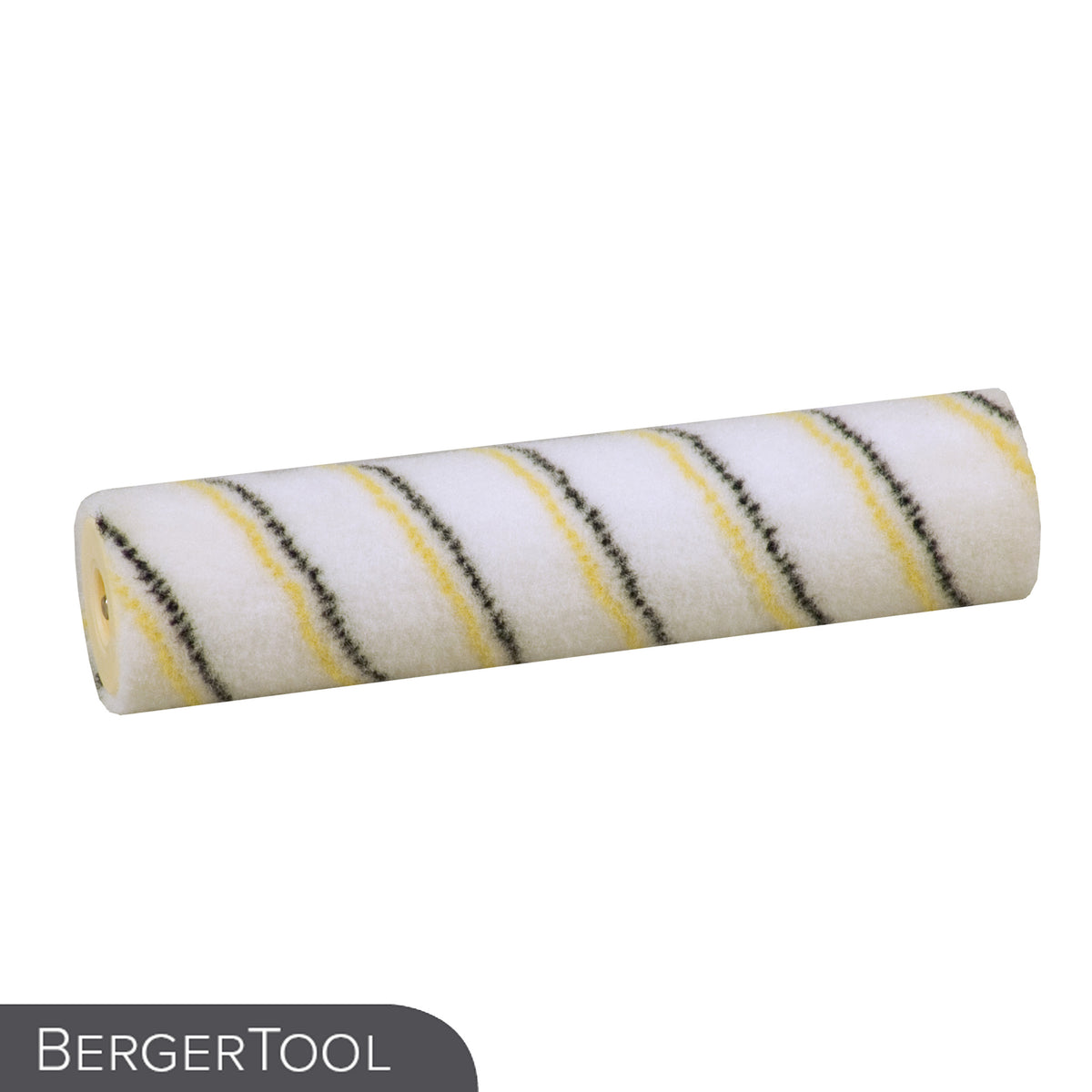 Ein BergerTool PadHolder zum Polieren und Reinigen mit Handpads ist auf einem weißen Hintergrund mit gelben und schwarzen Diagonalstreifen abgebildet. Das Wort "BERGERTOOL" erscheint in einem grauen Kasten unten links.