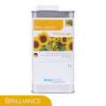 Eine 1-Liter-Metalldose mit Brilliance Fitpolish von Berger-Seidle, mit Sonnenblumen auf dem Etikett. Das Produkt ist für die Reinigung und Pflege von lackierten, geölten oder gewachsten Oberflächen geeignet.