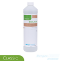 Eine weiße 1-Liter-Flasche mit der Aufschrift "CLASSIC BIO LAUGE" und einer Holzmaserung. Das Berger-Seidle-Logo erscheint am unteren Rand. Der Schriftzug "CLASSIC" ist außerdem in einer grünen Eckfahne abgebildet.