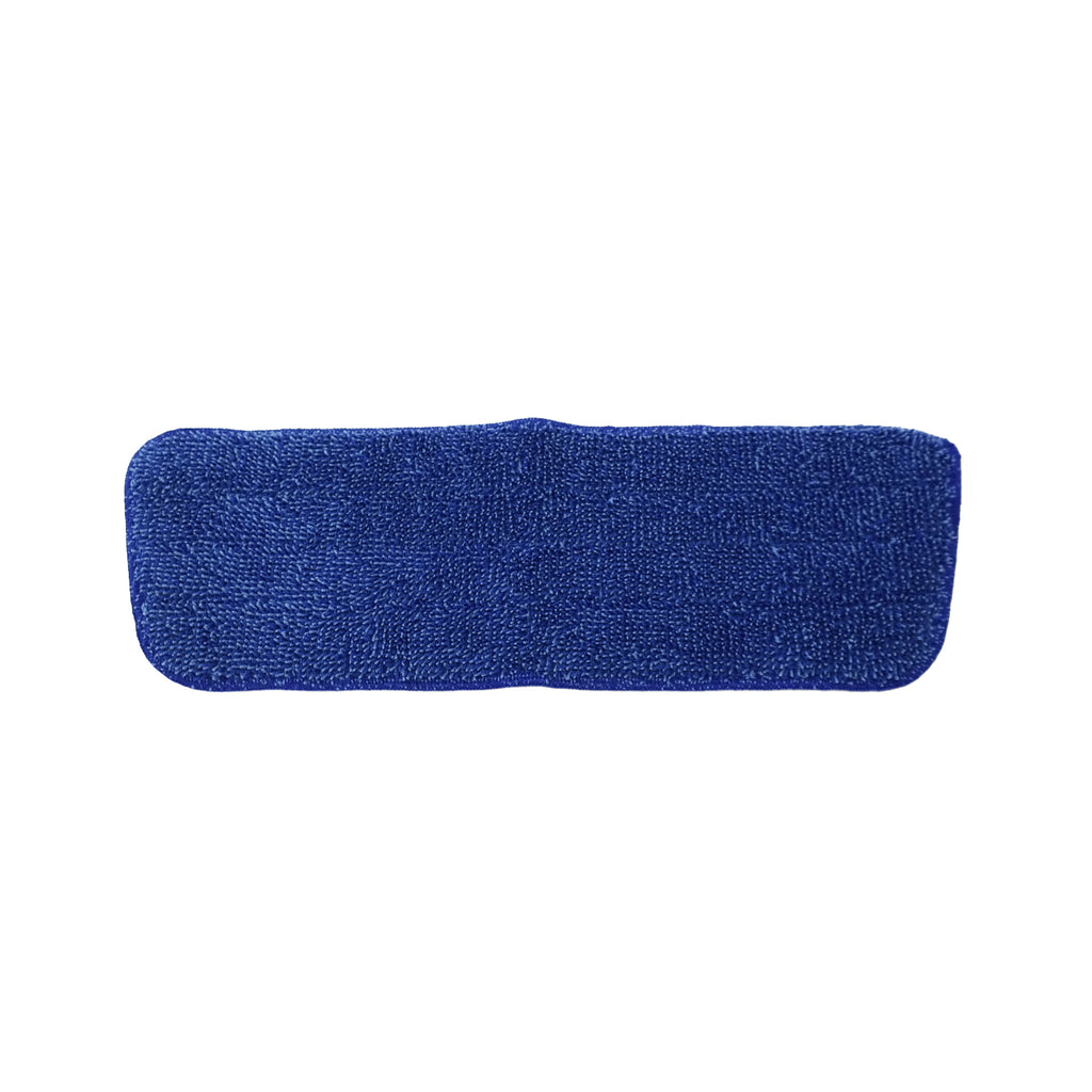 Ein rechteckiger tiefblauer Ersatzbezug für Brilliance SprayMop ComfortClean Mikrofaser-Pad mit abgerundeten Ecken, abgebildet auf einem schlichten weißen Hintergrund.