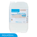 Ein 5,5-Liter-Behälter mit Bodenversiegelung AquaSeal ElasticStar 2-K Siegel für PVC Boden, Design- oder Linoleumboden von Berger-Seidle, mit einem blau-weißen Etikett mit Wassermotiven, Produktinformation und Branding.